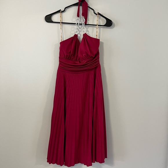 Miss Bison Red Halter Dress Small - Picture 1 of 6